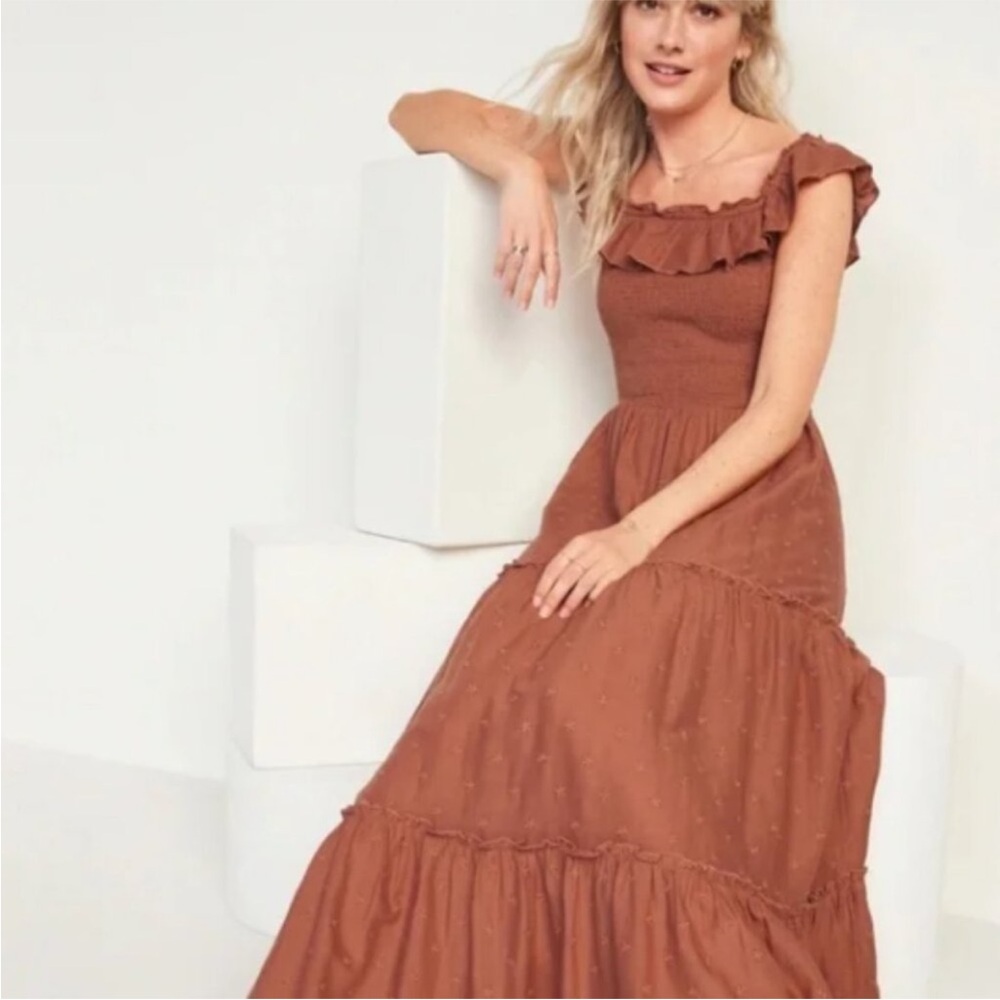 Old Navy Ruffle Tiered Smocked Prairie Maxi Dress